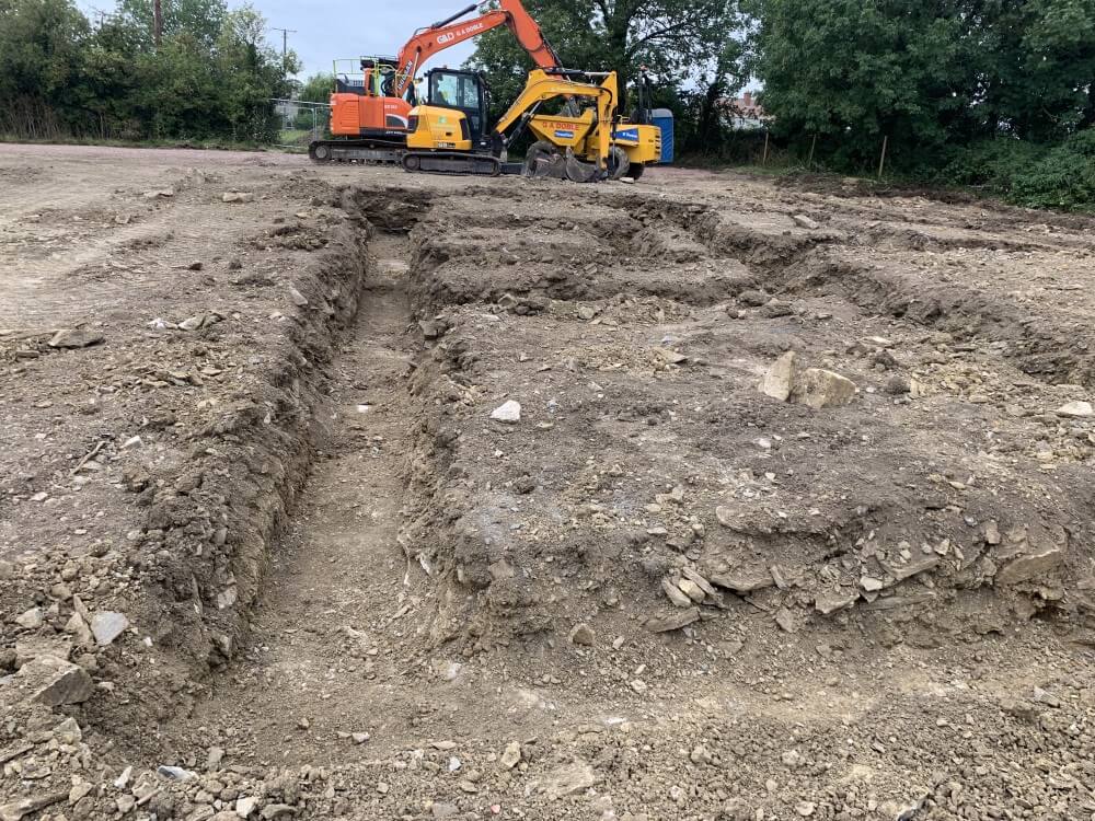 Excavation groundworks with tractor