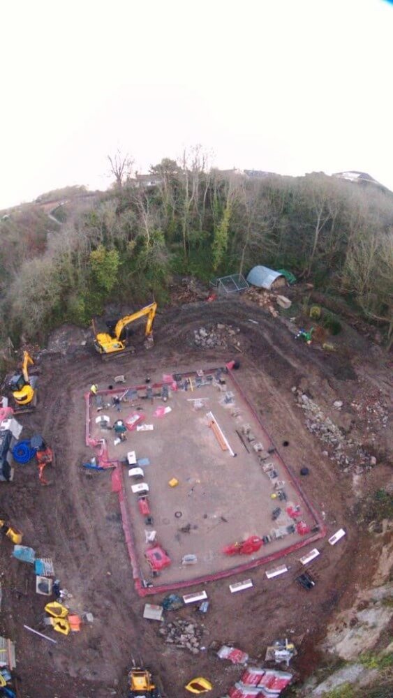 Birdseye view from above of the groundworks being carried out